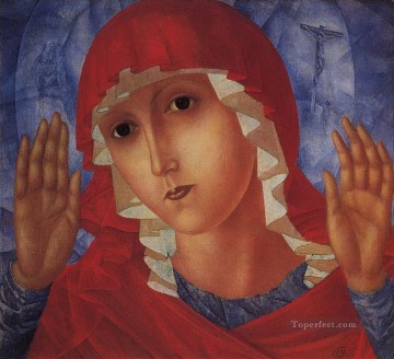 150の主題の芸術作品 Painting - 優しさの処女 悪の心 1915年 クズマ・ペトロフ・ヴォドキン キリスト教 カトリック教徒